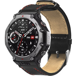 Skórzany pasek do Amazfit T-Rex 3 - Czarny