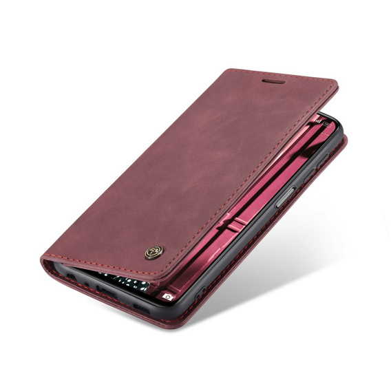 Etui CASEME do Xiaomi Redmi Note 10 / 10S, Leather Wallet Case, bordowe
