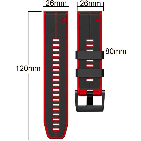 Pasek Silikonowy do Garmin Fenix 26mm, Black/Red