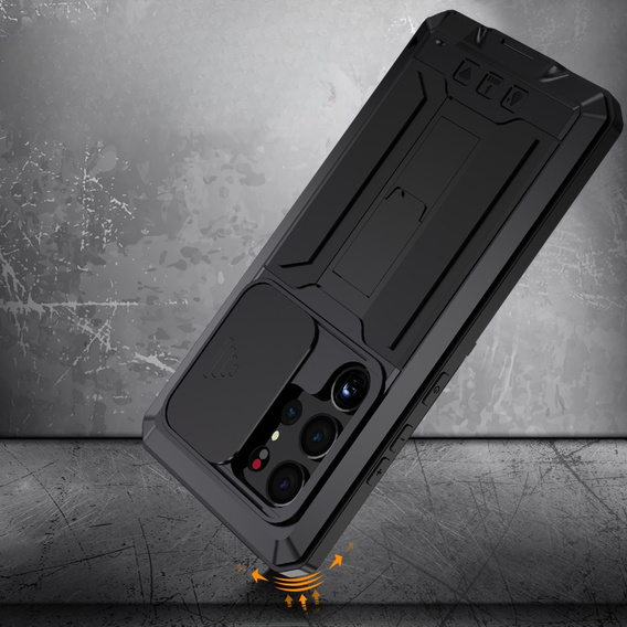 Etui pancerne do Samsung Galaxy S23 Ultra, R-JUST CamShield Slide, czarne