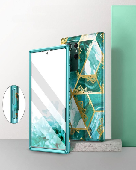 Etui do Samsung Galaxy S22 Ultra, Suritch Full Body Marble, zielone