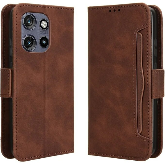 Etui z klapką do Motorola Edge 50 Neo / Motorola ThinkPhone 25, Card Slot, brązowe