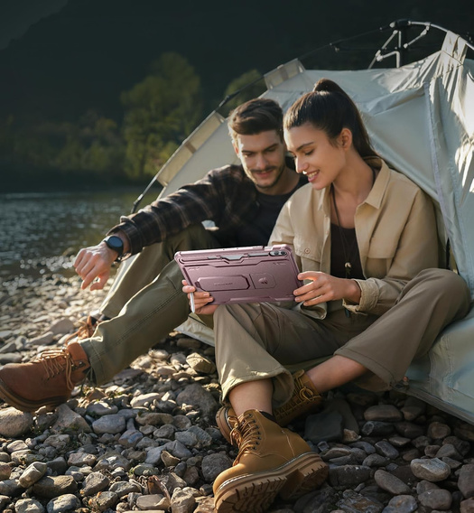 Etui pancerne do Galaxy Tab S9 FE+ Plus 12.4, Dexnor Full Body, różowe