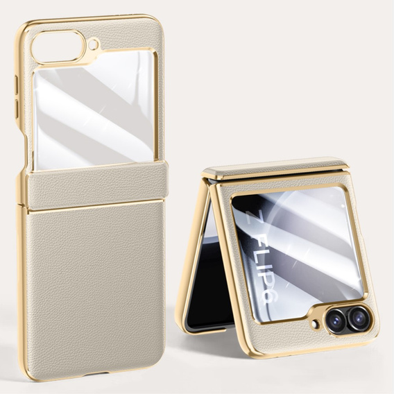 Etui Litchi Leather do Samsung Galaxy Z Flip7 FE / Z Flip6, szare