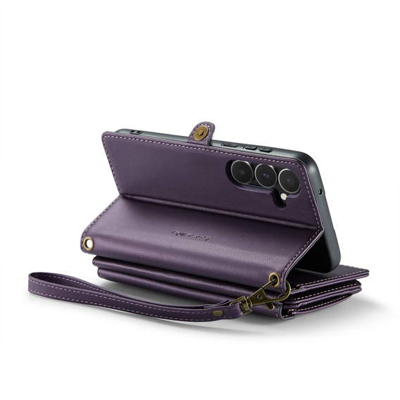 Etui CASEME do Samsung Galaxy A55 5G, RFID Leather Wallet, z paskiem na ramię, fioletowe