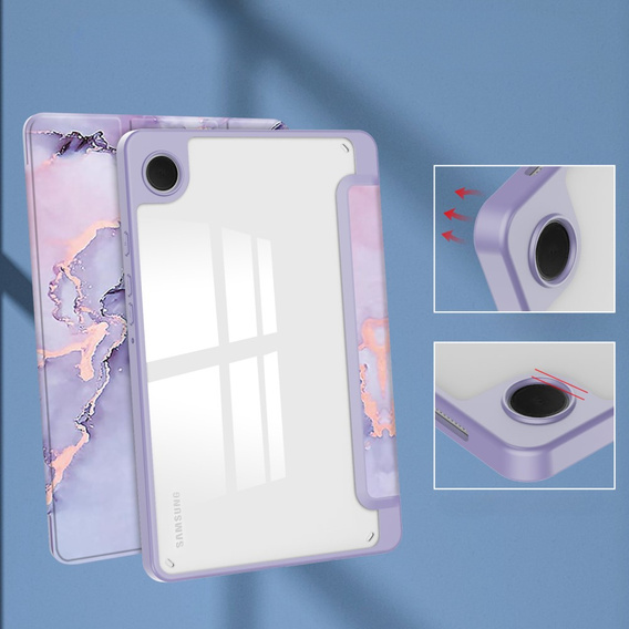 Etui Smartcase Hybrid do Samsung Galaxy Tab A9, z miejscem na rysik – fioletowe Marble