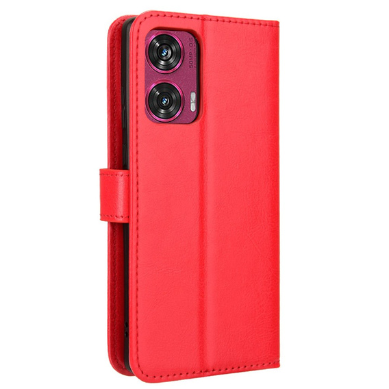 Etui z klapką do Motorola Edge 50 Fusion 5G, Crazy Horse Wallet, czerwone