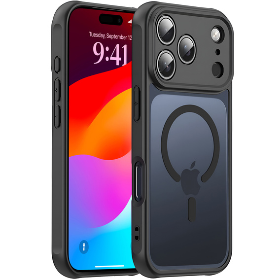 Etui matowe do iPhone 17 Pro, do MagSafe, z ochroną aparatów, czarne