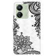 Etui z klapką do Xiaomi Redmi 13C / Poco C65, Wallet, Lace Flower białe