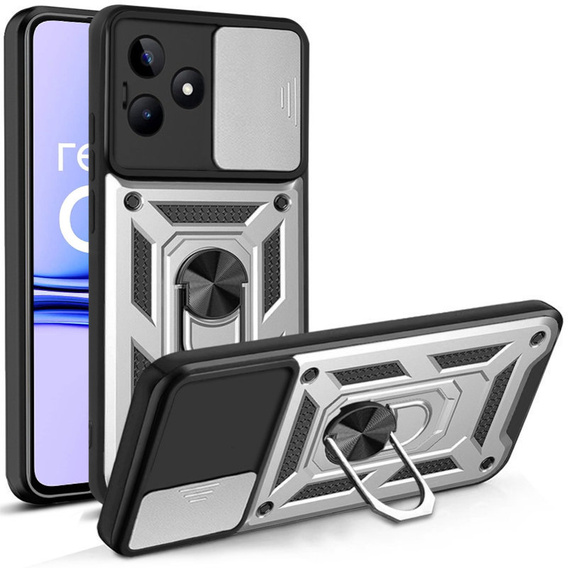 Etui pancerne do Realme C53 4G, CamShield Slide, srebrne