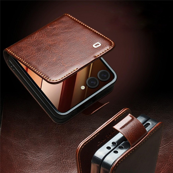 Skórzane etui portfelowe brązowe do Samsung Galaxy Z Flip7