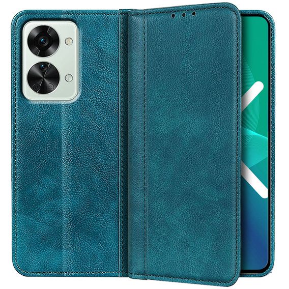 Etui z klapką do OnePlus Nord 2T 5G, Split Leather, Zielone