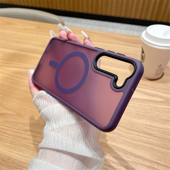 Etui do Samsung Galaxy S21 FE, do MagSafe, ERBORD Matt Case, ciemnofioletowe + Szkło na ekran
