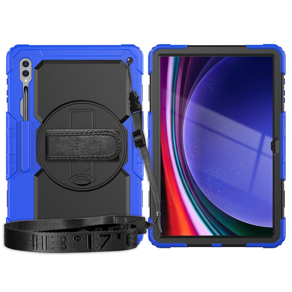 Etui pancerne do Samsung Galaxy Tab S9 Ultra, ochronne 360 z miejscem na rysik, Niebieskie / Czarne