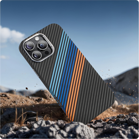 Etui do iPhone 16 Pro, Carbon Fiber MagSafe, granatowe