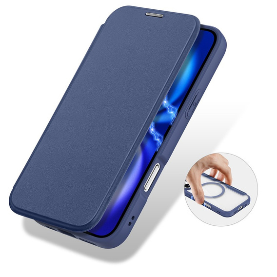 Etui Dux Ducis do iPhone 17, Skin X Pro,  z klapką, do MagSafe, granatowe