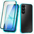 Etui do Samsung Galaxy A17 5G, Magnetic Dual Glass, przezroczyste z niebieskimi bokami