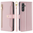 Etui z klapką do Samsung Galaxy A54 5G, Wallet Zipper Pocket, różowe