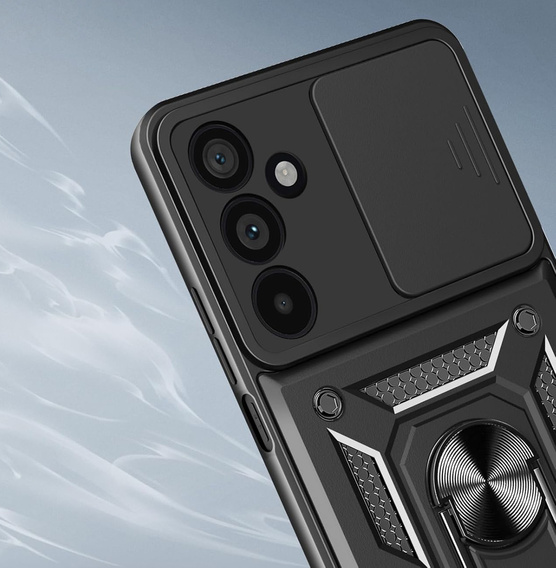 Etui pancerne do Samsung Galaxy A17 5G, z ochroną aparatu, z podstawką, czarne