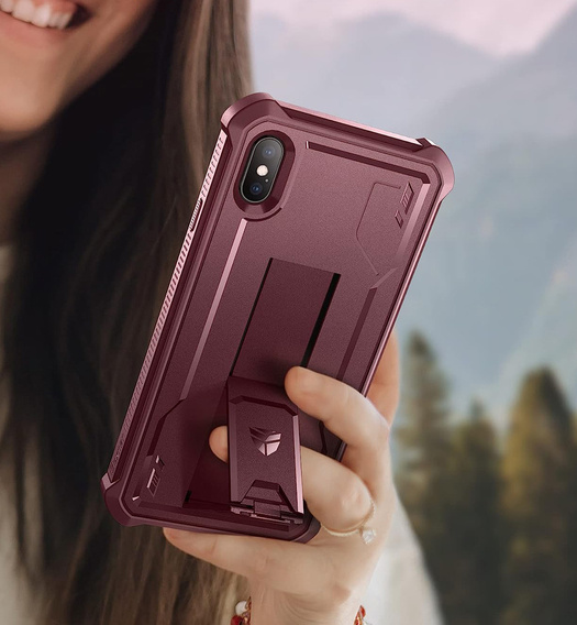 Etui pancerne do iPhone XS Max, Dexnor Full Body, czerwone