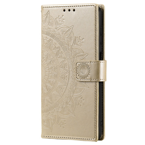 Etui z klapką do Samsung Galaxy S23 FE, Mandala, złote