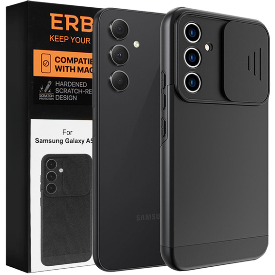 Etui do Samsung Galaxy A55, ERBORD CamProtect, czarne + 2x Szkło hartowane