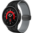 Pasek Silikonowy do Samsung Galaxy Watch 4/5/6 40/42/43/44/45/46/47mm, Czarny / Szary