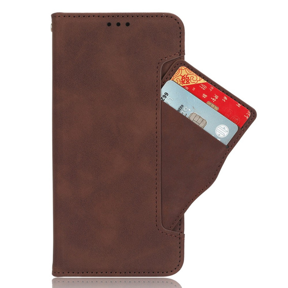 Etui z klapką do Xiaomi Poco X7 Pro 5G, Card Slot, brązowe
