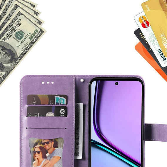 Etui z klapką do Realme C67, Mandala, fioletowe