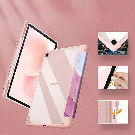 Etui Smartcase Hybrid do Samsung Galaxy Tab S6 Lite, z miejscem na rysik – różowe Marble