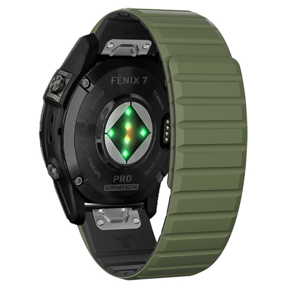 Pasek Silikonowy QuickFit do Garmin Fenix 22mm, Zielony / Czarny