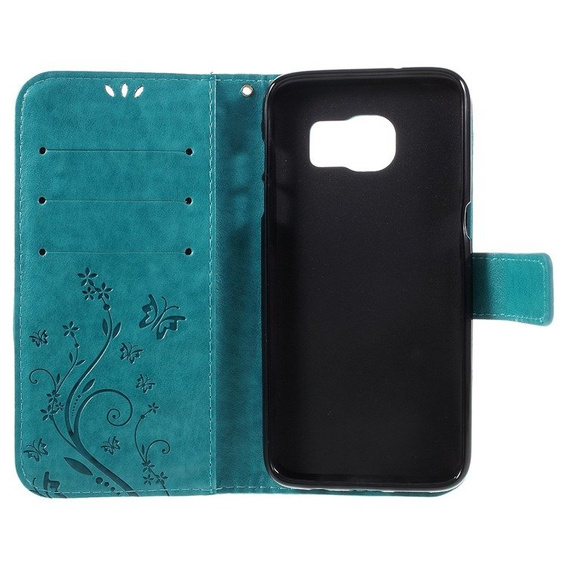 Etui z klapką do Samsung Galaxy S7 Edge, Butterfly, niebieskie