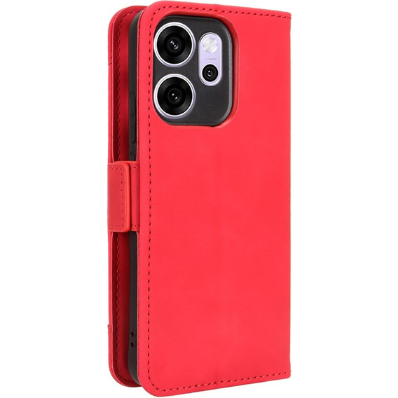 Etui z klapką do Oppo Reno 14F, Card Slot, portfelowe, czerwone