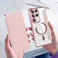Etui z klapką do Samsung Galaxy S23 Ultra, RFID Wallet MagSafe z ochroną aparatu, różowe