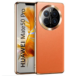 Etui skórzane do Huawei Mate 50 Pro, Obudowa Leather Hybrid Case, Pomarańczowe