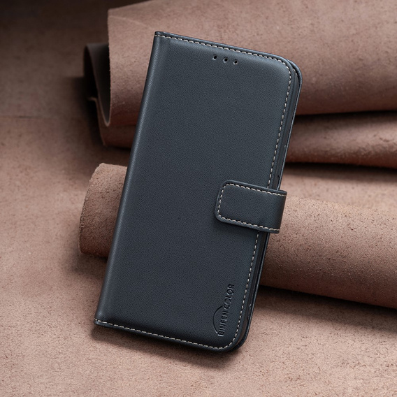 Etui z klapką do Samsung Galaxy S23 FE, BINFEN Wallet, czarne + szkło 9H