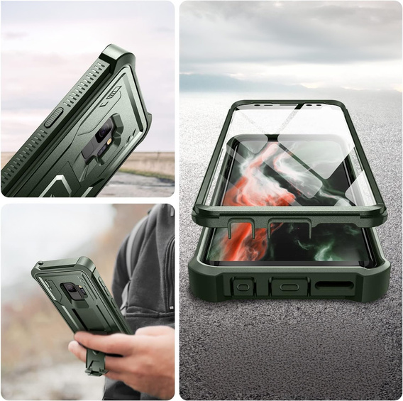 Etui pancerne do Samsung Galaxy S9, Dexnor Full Body, zielone