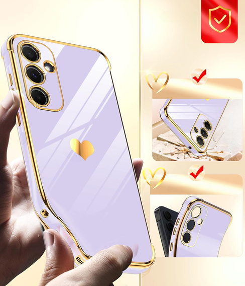 Etui do Samsung Galaxy A54 5G, Electro heart, fioletowe + 2x Szkło 9H