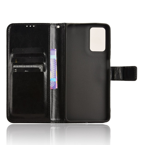 Etui z klapką do Motorola Moto E14, Crazy Horse Wallet, czarne