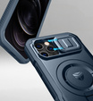 Etui pancerne do iPhone 12 / iPhone 12 Pro, Dexnor CamProtect MagSafe, granatowe (Dwie ramki)