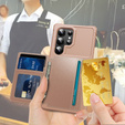 Etui do Samsung Galaxy S25 Ultra z kieszenią na karty – różowe