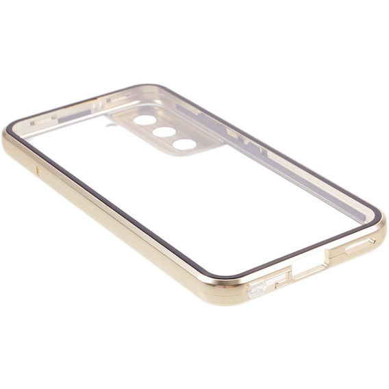 Etui do Samsung Galaxy S22, Magnetic Dual Glass, złote
