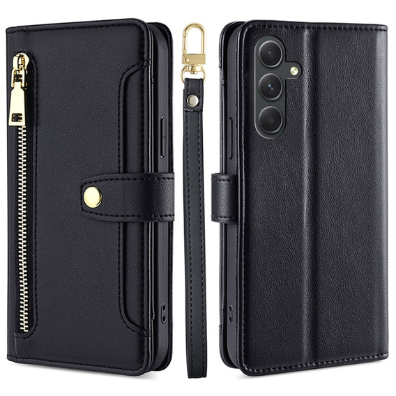 Etui z klapką do Samsung Galaxy A54 5G, Wallet Zipper Pocket, czarne