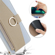 Etui z klapką do iPhone 14 Pro, Wallet Zipper Pocket, z lusterkiem, niebieskie
