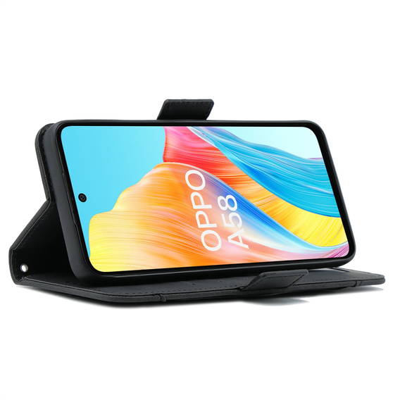Etui z klapką do Oppo A58 4G, Card Slot, czarne