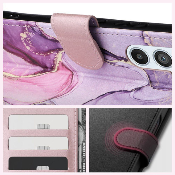 Etui Tech-Protect Wallet do Samsung Galaxy A55 5G, Marble, Różowe