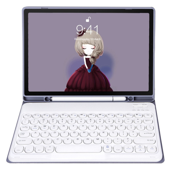 Etui z klawiaturą do iPad 10.2" 2021/2020/2019 (9/8/7 gen.) / Air 10.5" 2019 (3 gen.), Leather Pen Slot, fioletowe