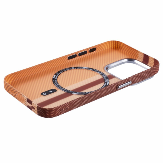 Etui do iPhone 13 Pro Max, Carbon Fiber MagSafe, żółte