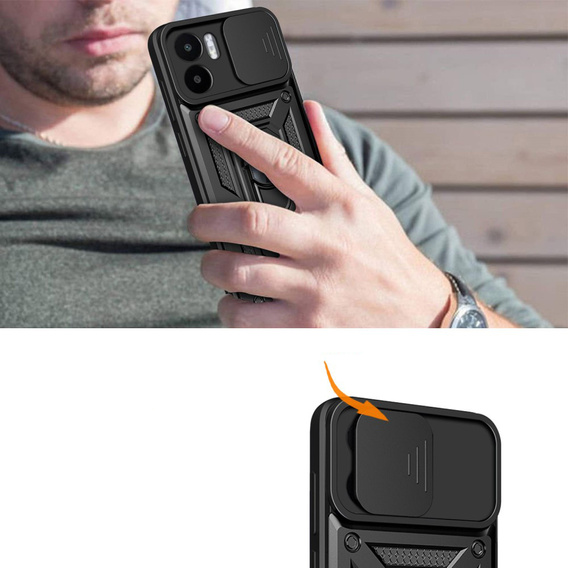Etui pancerne do Xiaomi Redmi A1 4G / A2 4G, CamShield Slide, czarne