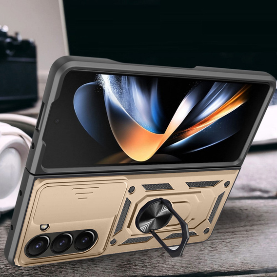 Etui pancerne do Samsung Galaxy Z Fold5 5G, CamShield Slide, złote